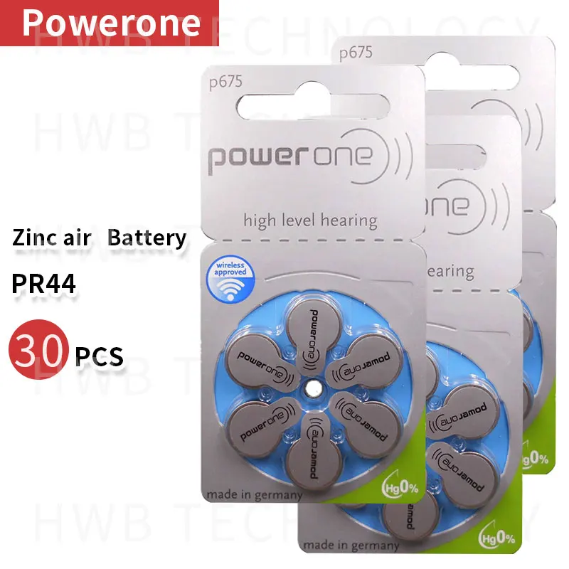 5 шт. в упаковке (30 шт.) Оригинальная батарея PowerOne PR44 P675 A675 S675 цинковая воздушная