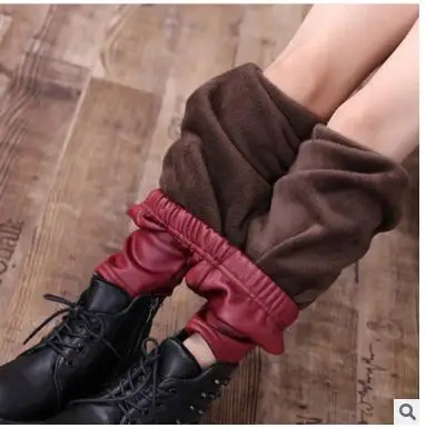 Зимние шерстяные леггинсы для девочек флисовые плюшевые кожаные детские