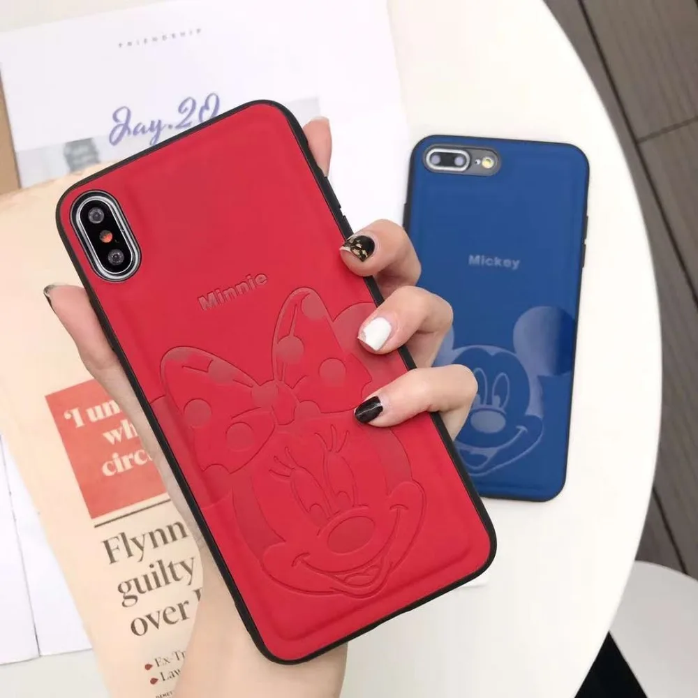 Микки Минни для iPhone 6 6s 7 8 plus сжатая кожа x xs xr xsmax задняя крышка-чехол телефона |