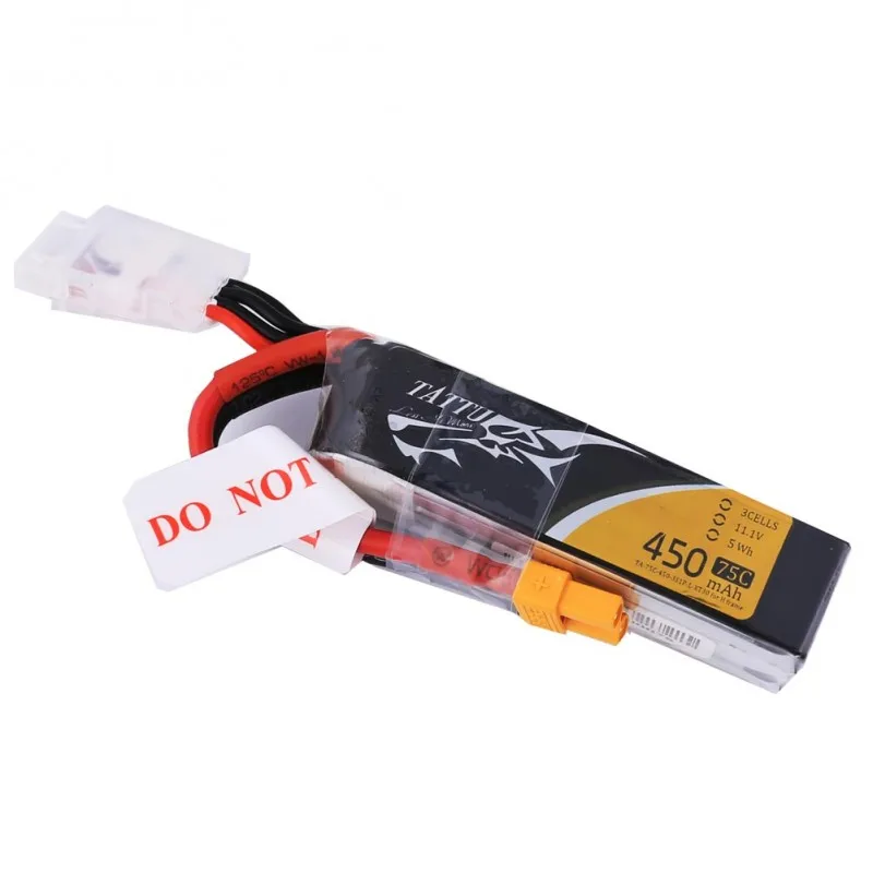 4 шт. литий-полимерный аккумулятор tattu 11,1 v 450mAh Lipo 3s длинный размер для H Frame 75C RC аккумулятор с XT30 штепсельными батареями 120 размер FPV Дрон