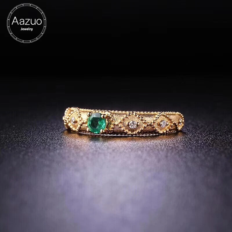 Aazuo 18K желтое золото натуральный изумруд настоящие бриллианты IJ SI микро