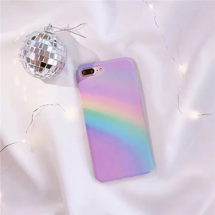 Wixcen Korea Rainbow Painting Phone Case for Iphone X 7 7plus 6 6s 8 Purple Hard Plastic Back Cover Free Shipping |