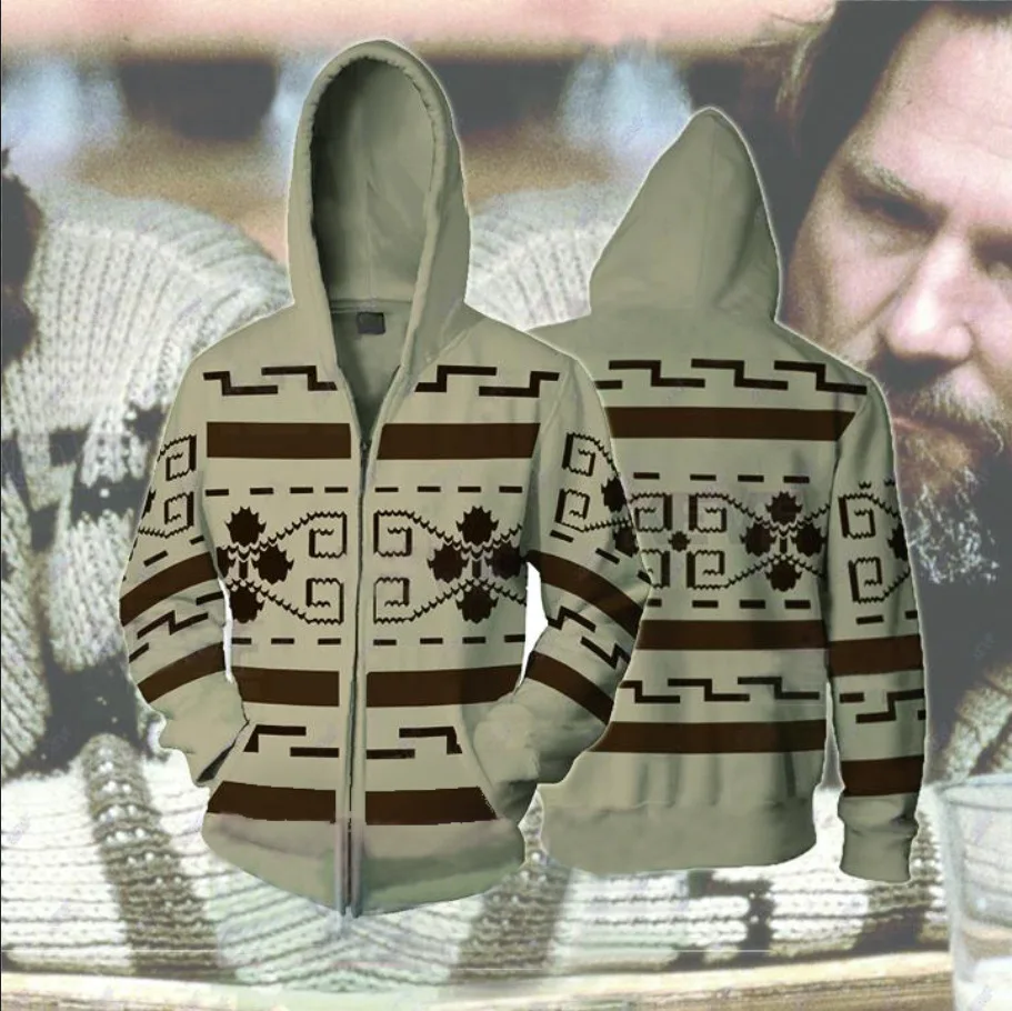 Die Big Lebowski Cosplay Hoodies Jeff Brücken Sweatshirts Männer Frauen Erwachsene Zipper Mit Kapuze Jacke Halloween Weihnachten Mantel