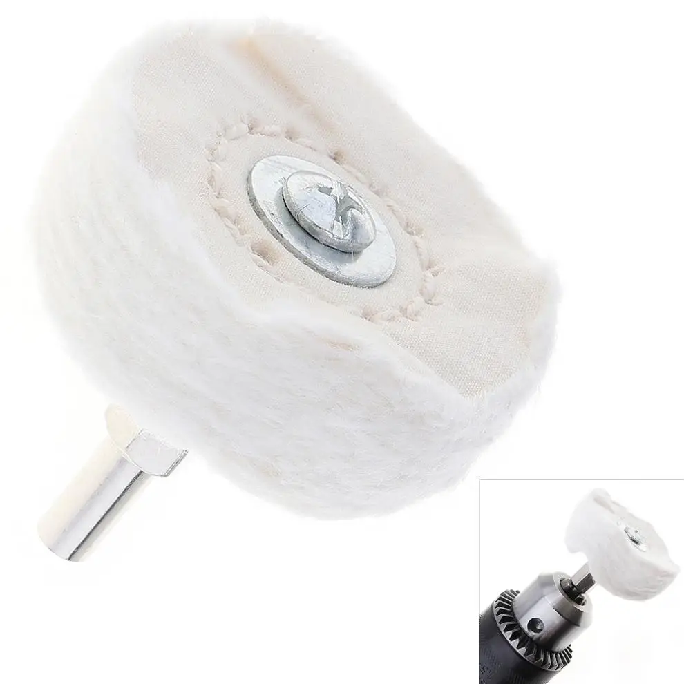 

T-shaped White Cloth Polishing Wheel Mirror Polishing Buffer Cotton Pad with 6mm Shank Diameter for Surface Polishing / Grinding