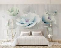 beibehang papel de parede customized 2019 beautiful new 3d embossed flowers blue fresh wood grain background wallpaper behang