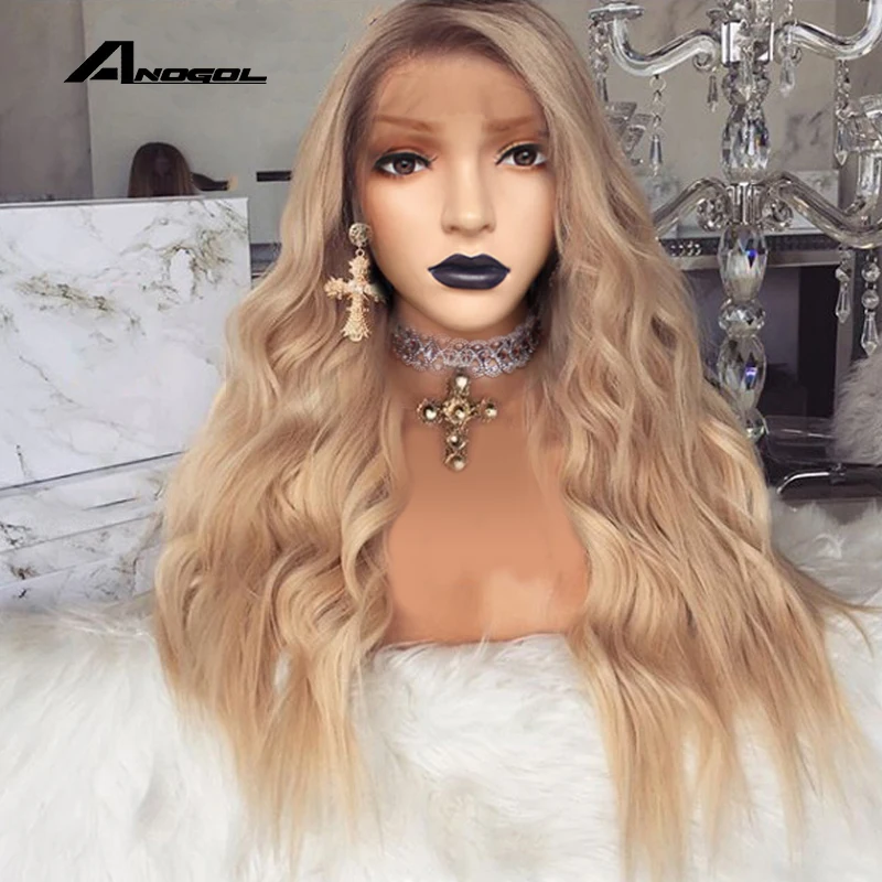 Аногол коричневые корни Омбре блонд длинные волнистые свободные части