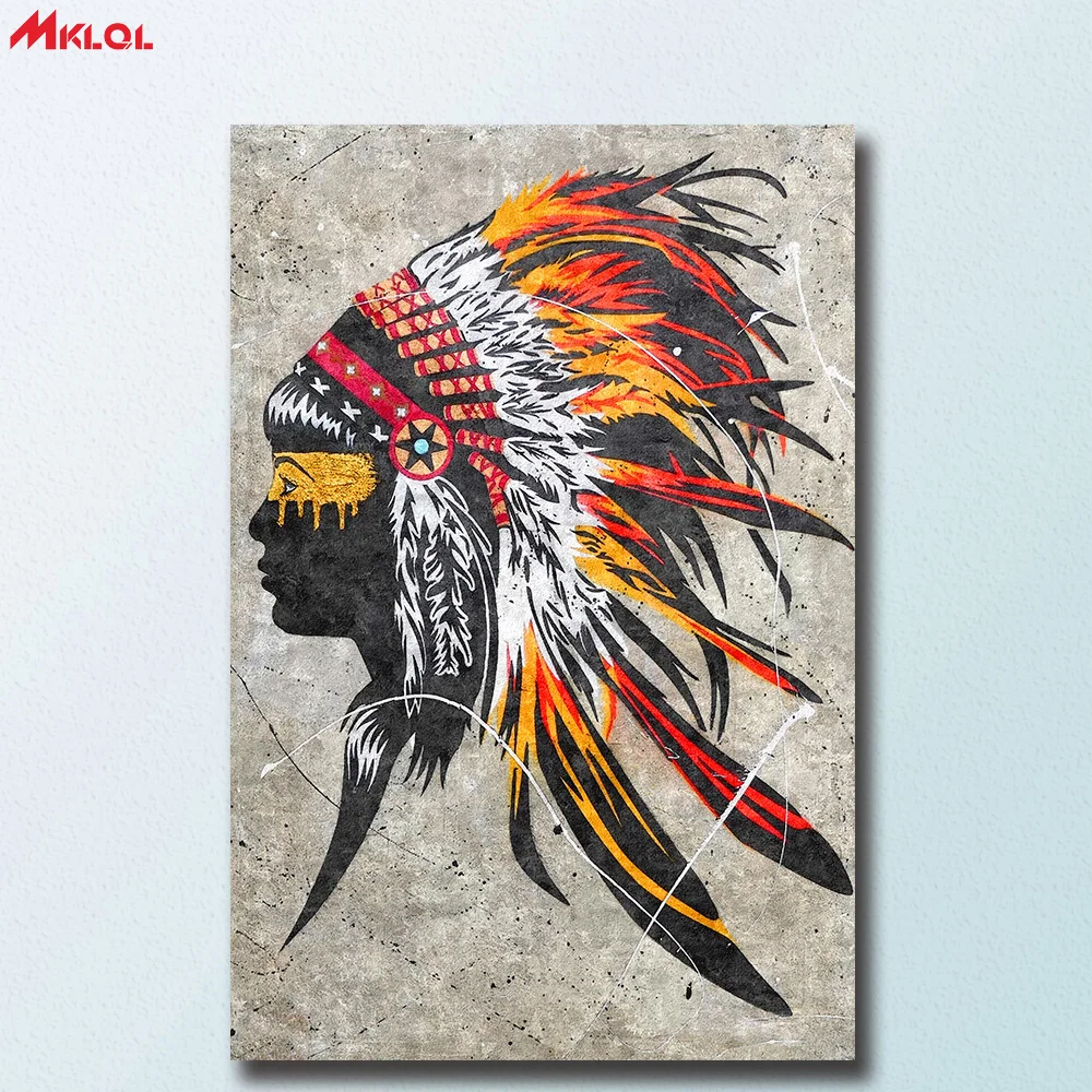 

Fashion Oil Painting Female Indian head Printing Home Decor On Canvas Modern Wall Art Canvas Print Poster Canvas Painting