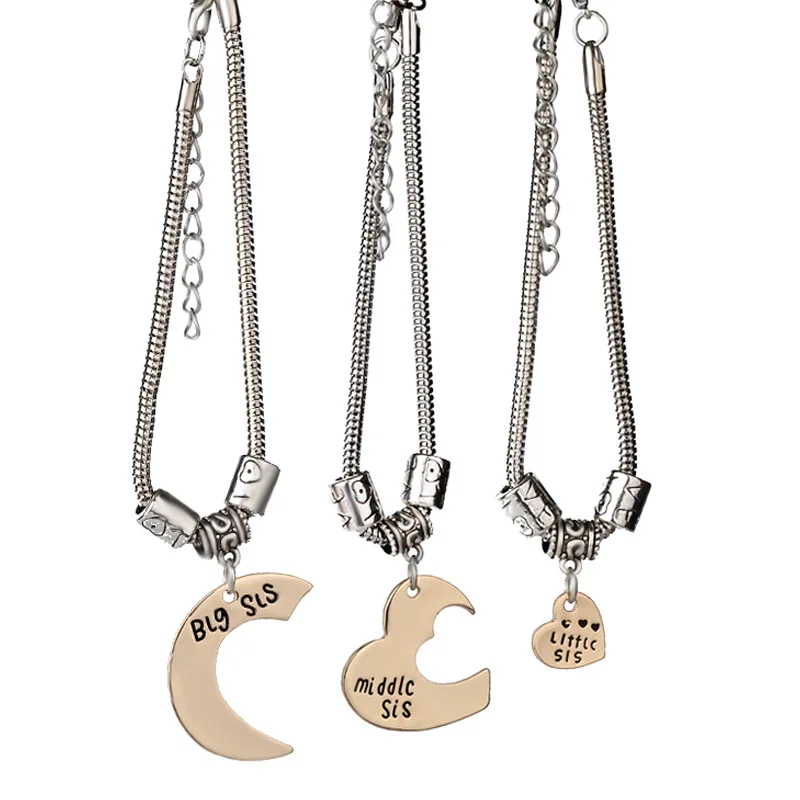 Модный Семейный Браслет 3 шт./компл. головоломка разбитое сердце большой средний