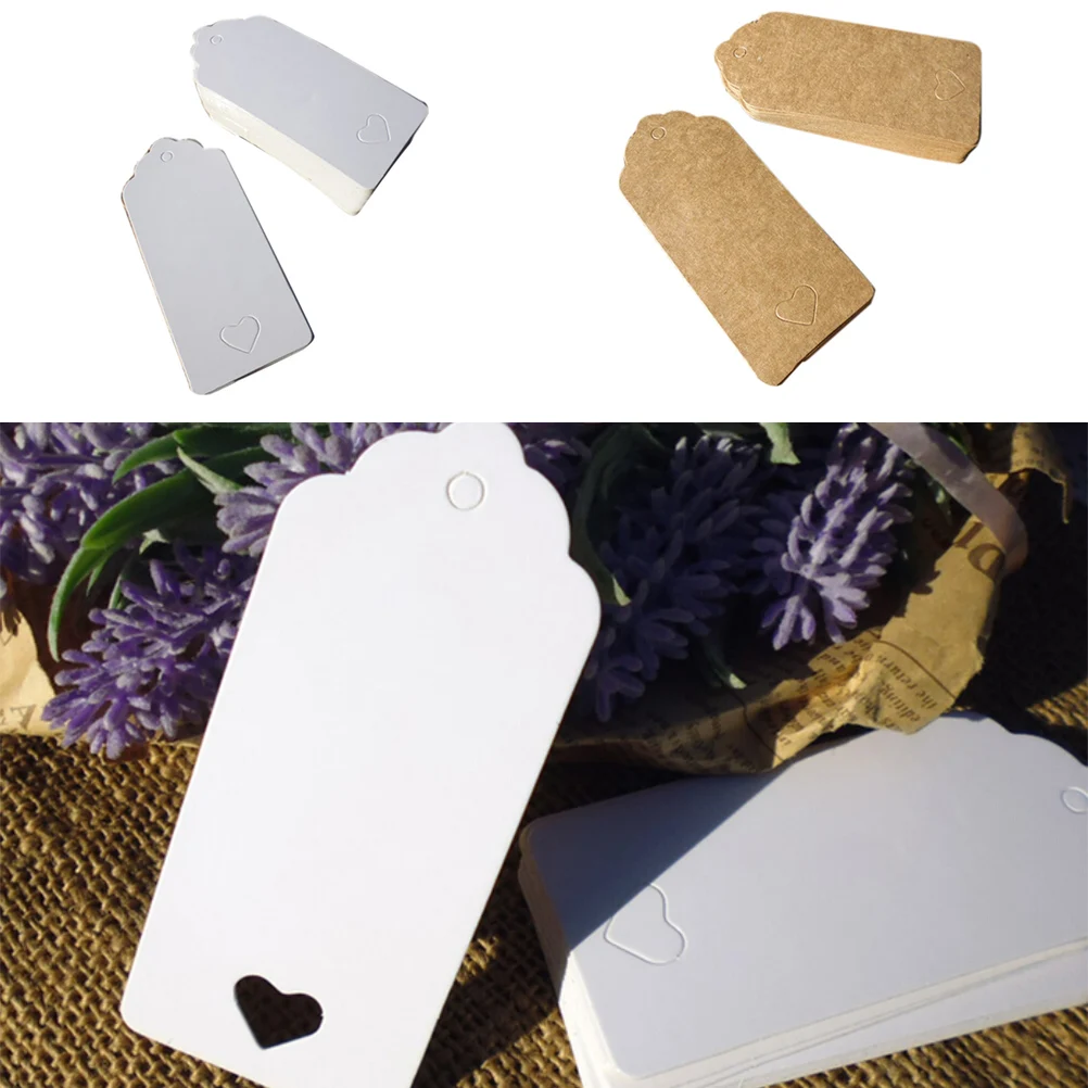 100 шт./лот 9x4 см крафт бумажные бирки коричневого и белого цвета с кружевом Love