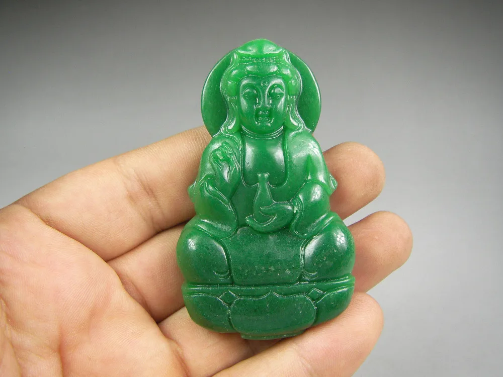 

Старинный китайский ручной резной нефритовый кулон Guanyin зеленый нефрит гуанин кулон + кулон на веревке