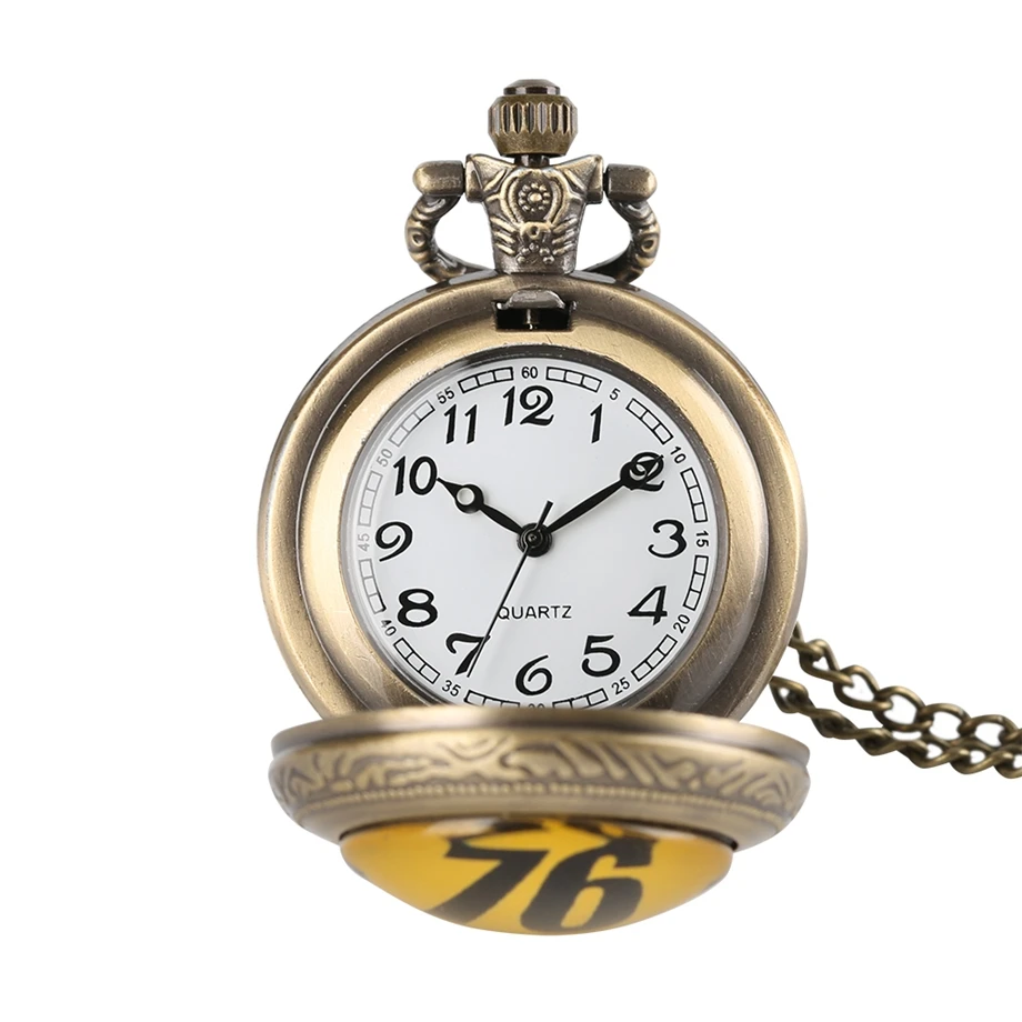 

Retro FALLOUT 76 Theme Quartz Pocket Watch Men Clock Necklace Chain Gifts for Children Fob Watches with Bag/Box relogio de bolso