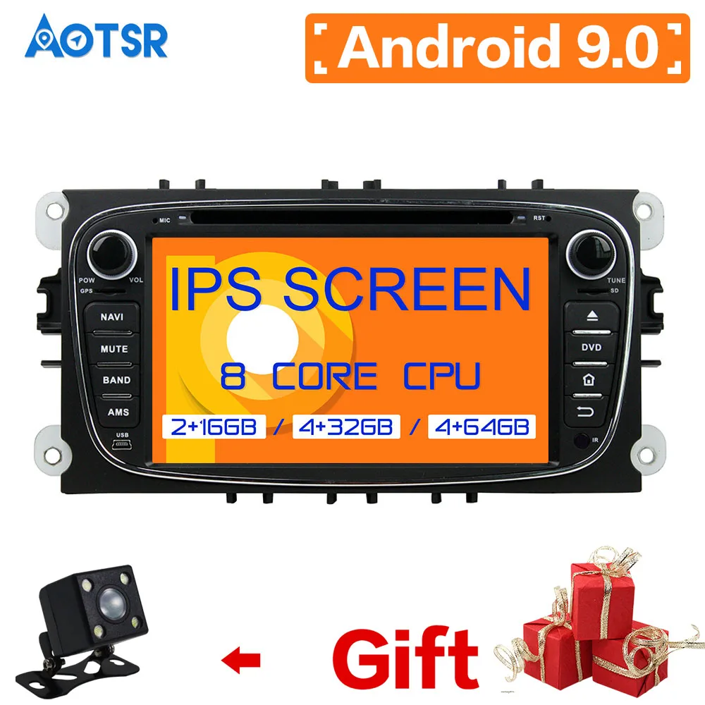 DSP ips Android 9 0 rom 64 ram 4 GB Автомобильный DVD Playerfor Ford Focus Mondeo Galaxy радио экран wi fi
