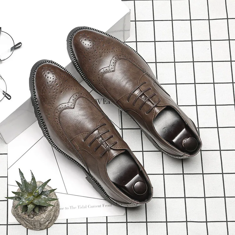 Мужские броги большого размера Туфли Броги мужские туфли с вырезами на плоской