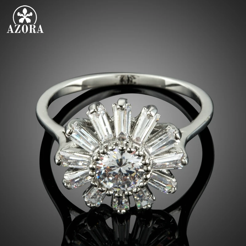 Азора обручальные Снежинка Форма кольца для женщин с прозрачным кубическим
