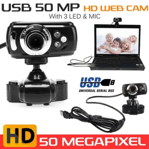 USB 50M HD веб камера Встроенная 3 Белая светодиодная для ПК настольного компьютера