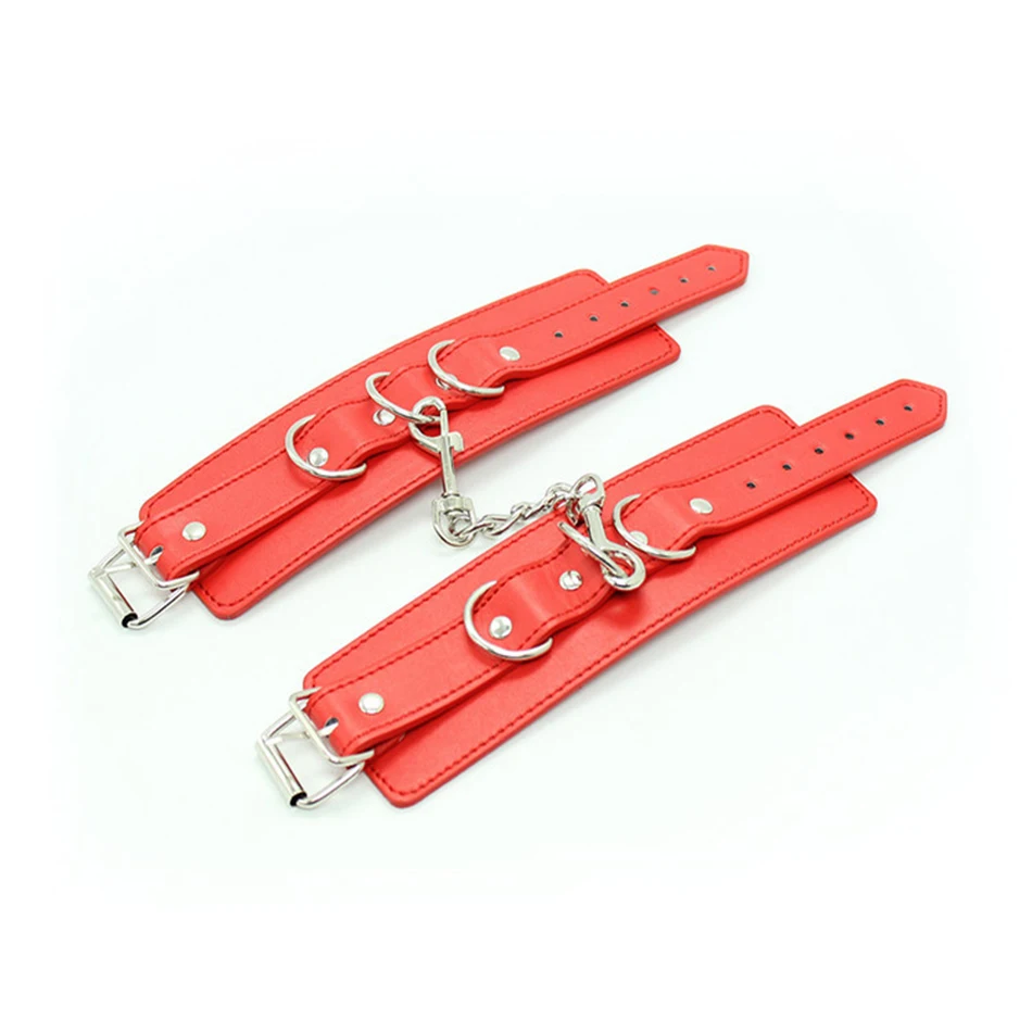 Красные наручники из искусственной кожи фиксаторы сексуальное рабство