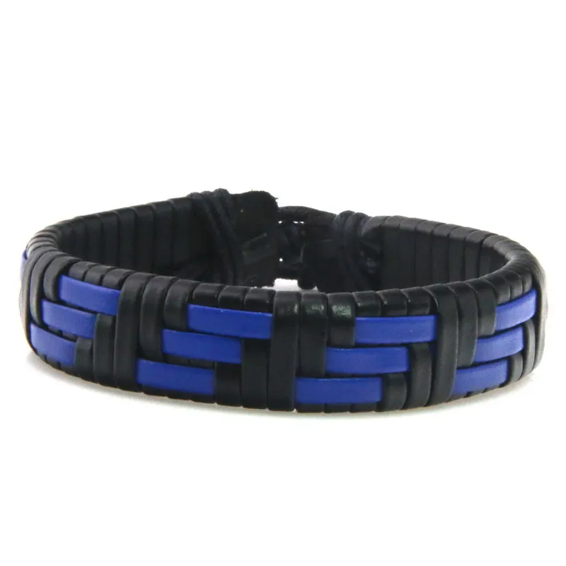 Latest Popular Adjustable Leather Bracelet For Men Charm Vintage Blue Weaving Wrap Couples Bracelets | Украшения и аксессуары