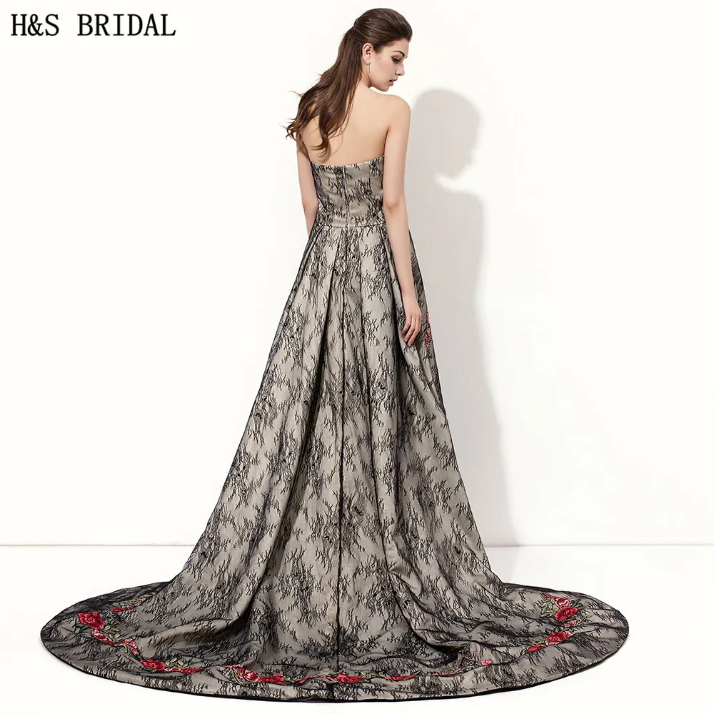 H &amp S свадебные Черные Высокие Низкие платья для выпускного вечера 2017 robe de mariage