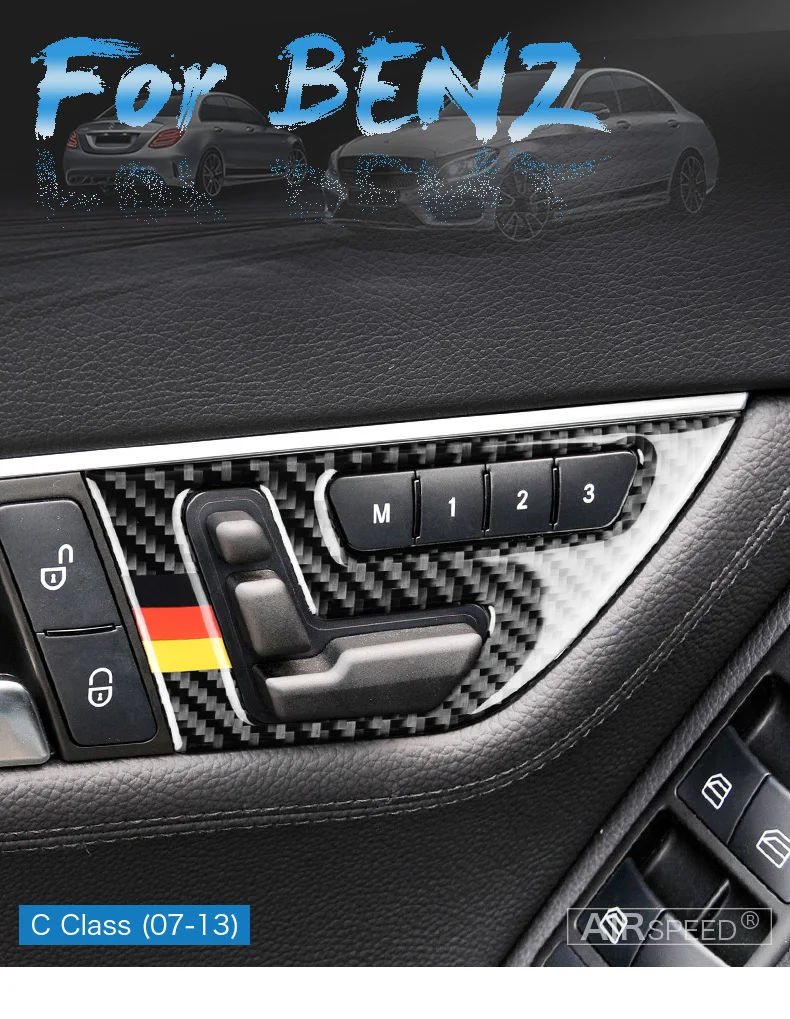 Airspeed Cabon волокно для Mercedes Benz C Class W204 аксессуары сиденья Кнопка регулировки переключатель панель Крышка отделка наклейки интерьер