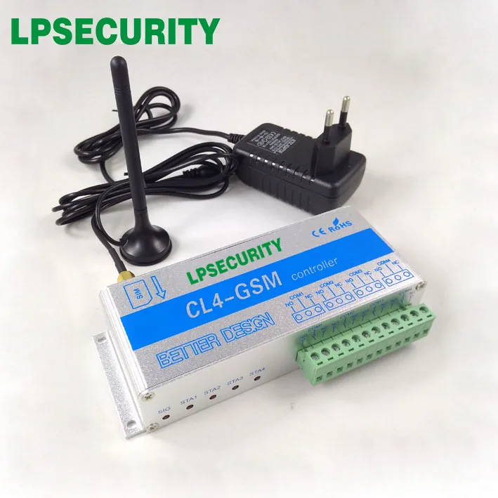 LPSECURITY GSM SMS контроллер CL4-GSM датчик беспроводной пульт дистанционного управления с коробкой из алюминиевого сплава 4 реле 3 м антенна опционально