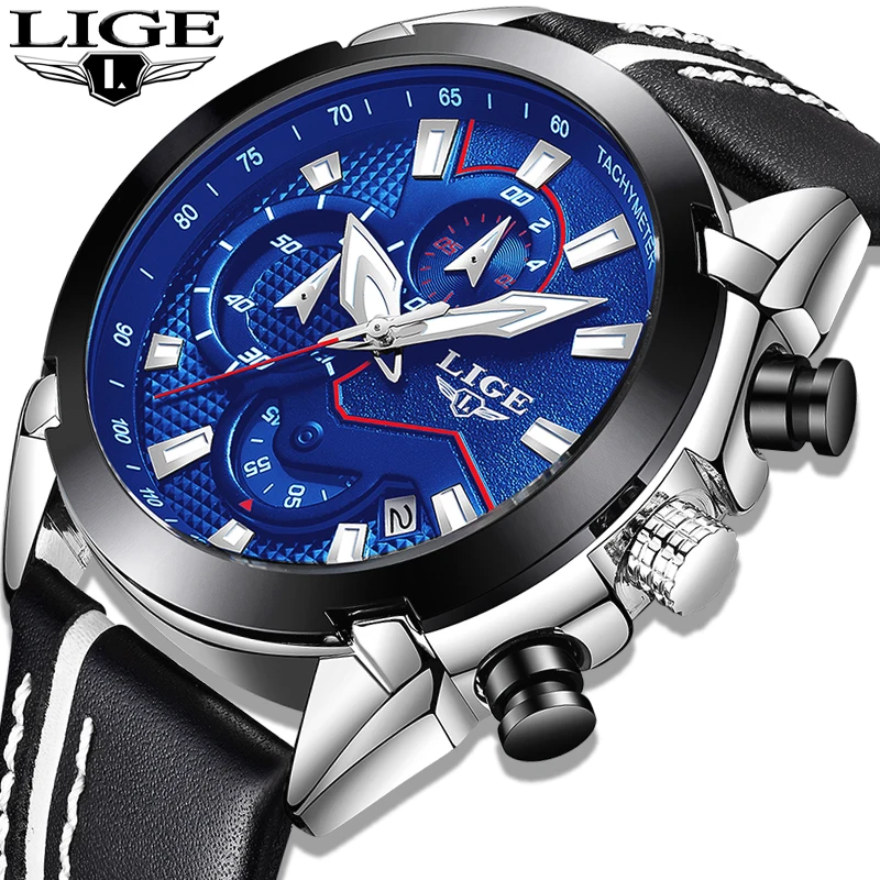 LIGE Для мужчин часы лучший бренд класса люкс s Повседневное кожа
