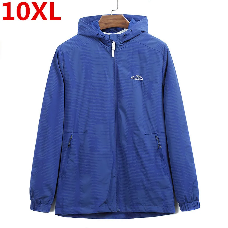10XL размера плюс ультра-светильник мужская летняя куртка с капюшоном ветровка складываемая кожа пальто Солнцезащитная Водонепроницаемая пляжная повседневная куртка