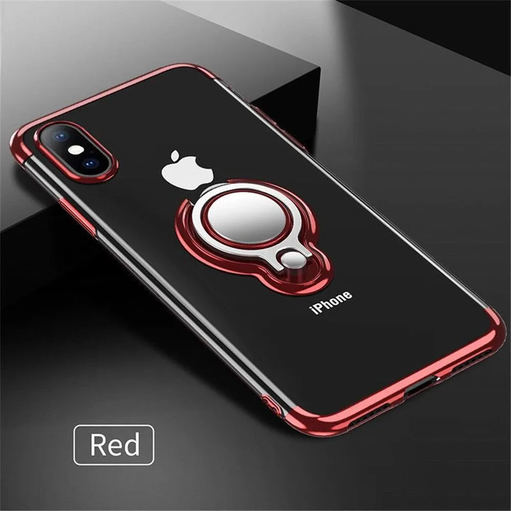 For Samsung J3 j4 2018 j400 case Luxury TPU+Ring metal Holder Plating back Cover Magnetic Car bracket Transparent soft |