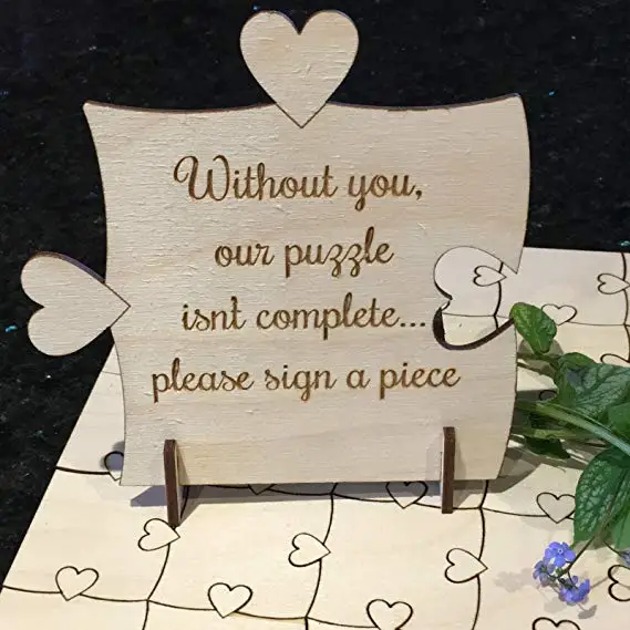 personalize mouse couple wood jigsaw puzzles wedding guest books Alternative signature guestbooks with sign board unique gifts | Дом и сад