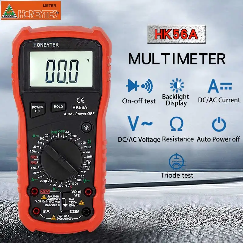 HK56A HONEYTEK HK68A мультиметр-тестер 4000 Количество истинных RMS цифровой мультиметр авто Питание USB интерфейс AC DC напряжение тока - Цвет: HK56A