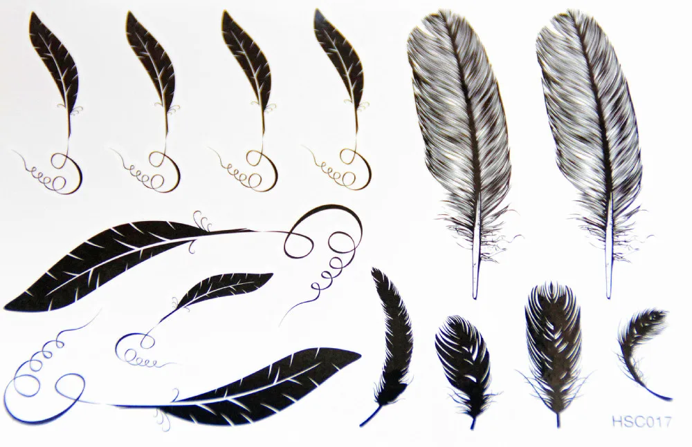 [db] 6 in 1 DIY Finger Temporary Tattoos Men Women Waterproof Feather PlumeTattoo Sticker Street Fashion Body painting | Красота и