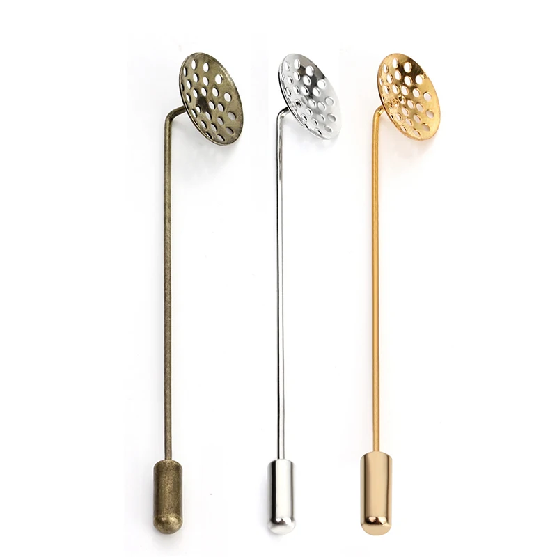 Основа для броши медная без рисунка с подносом 14 мм родиевая/Золотая/античная