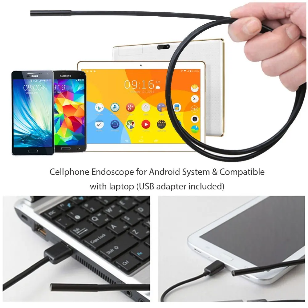 Dbpower эндоскопа 8.5 мм 5 м Водонепроницаемый IPX67 USB наблюдения телефона бороскоп