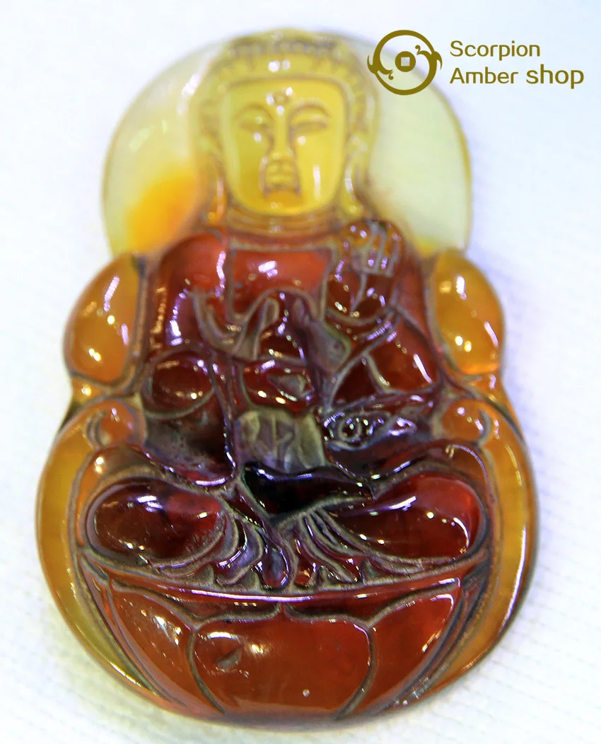 Wholesale and retail Rare Collectible luck carving Baltic Sea amber beesmax guanyin statue Free shipping 130 |