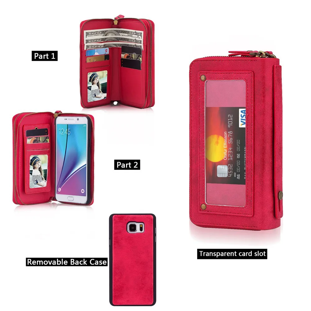 Для Samsung Note5 чехол из искусственной кожи на Молнии Сумочка кошелек Подставка