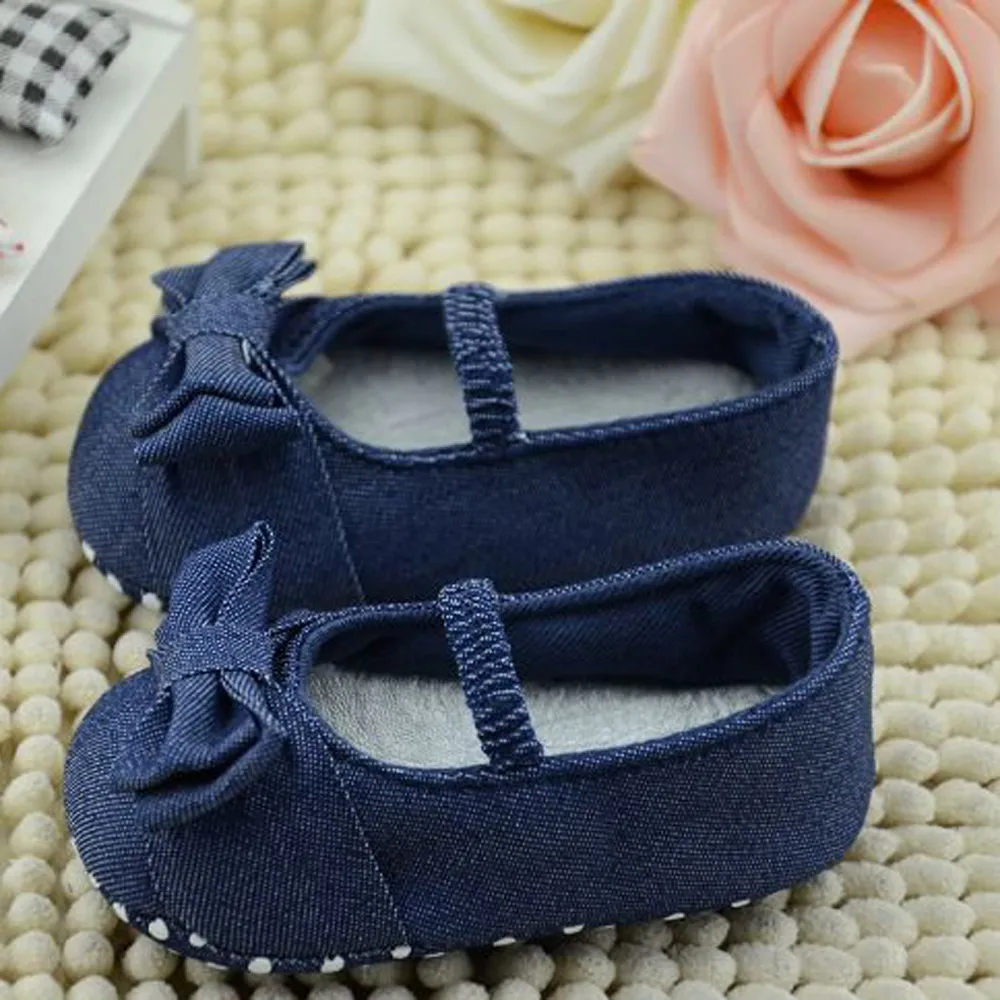 Джинсовая однотонная обувь с бантом для маленьких девочек принцесс Zapatos de bebe Scarpe