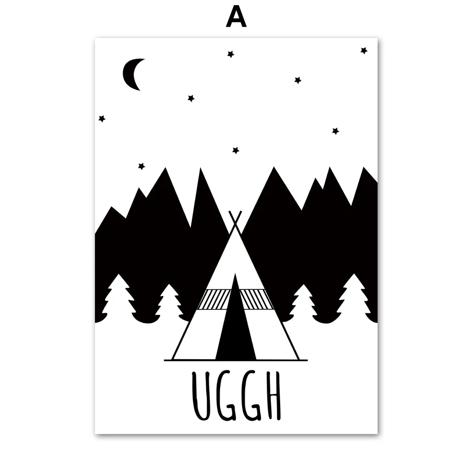 AFFLATUS Explore ore Child Wall Art Холст Живопись скандинавские плакаты и принты черно-белые настенные картины для детской комнаты декор детской комнаты - Цвет: A