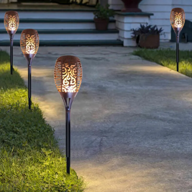 1-20pcs 96LED Solar Torch Light Flickering Dancing Flame Garden Waterproof Lamp