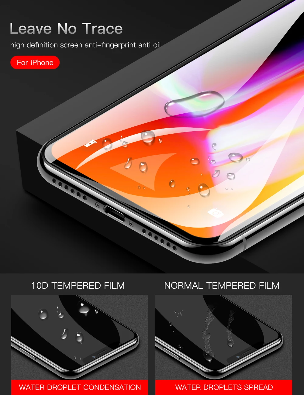 10D закаленное стекло с закругленными краями для iPhone 6 6s Plus 7 8 Plus X Xs Max XR, закаленное защитное стекло на весь экран