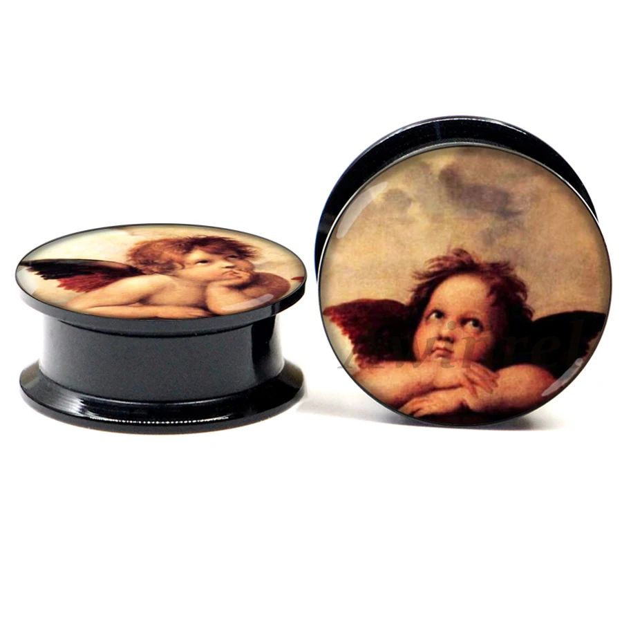Пара Мадонны ангелов акриловые серьги для тоннелей Вилки плотно привинченная