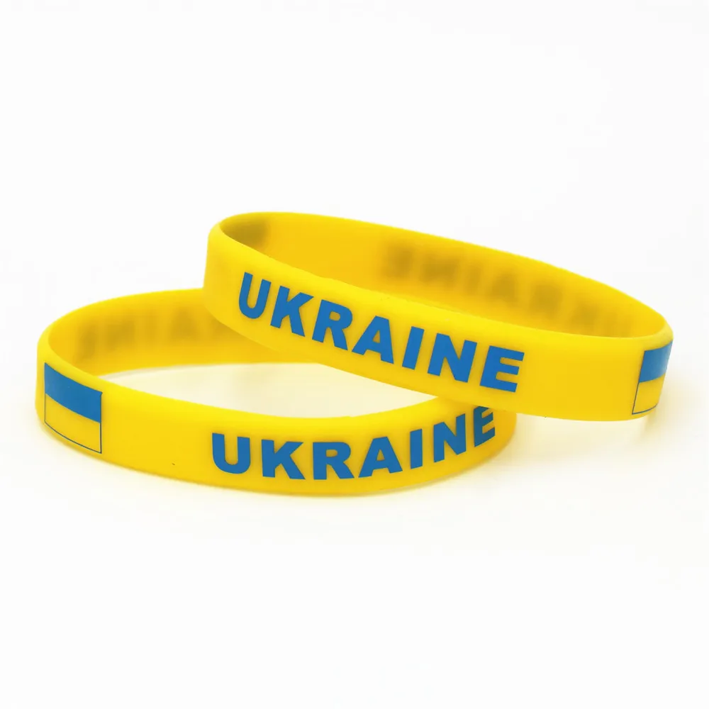 

1PC Soccer Ukraine Country National Flag Wristband Yellow Football Sport Elastic Silicone Bracelets&Bangles Gifts 2022 SH227