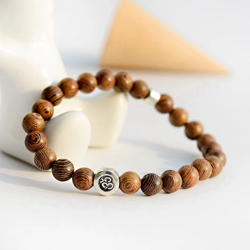 Браслет мужской/женский из бусин и медитации под серебро 2020 пробы|Плетеные