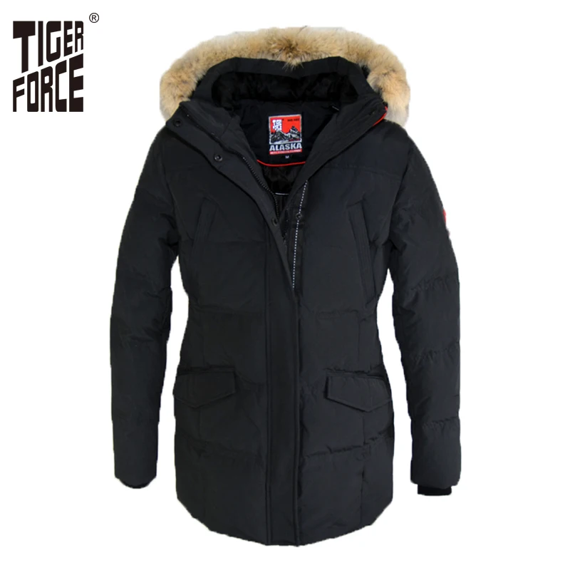 TIGER FORCE 2017 Женщин Пуховое Пальто Парки Зимний Мода 70% Белая Утка Пуховик