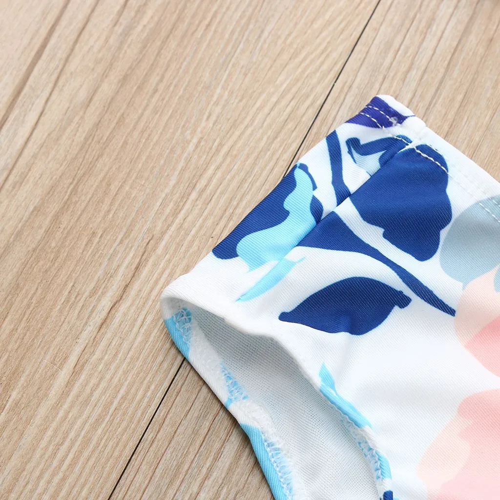 Бикини для девочек с принтом русалки детский купальник оборками и открытыми