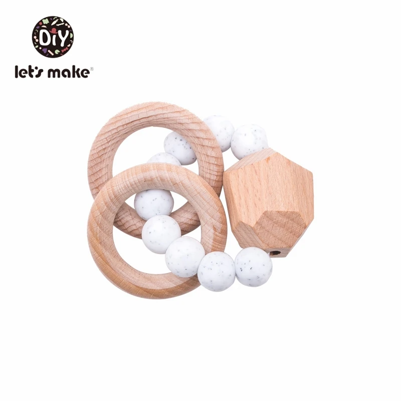 granite Let's Make 1 шт. детские игрушки силиконовые бусины DIY детские погремушки браслеты прорезывание зубов деревянные кольца игрушки для детей Детские Прорезыватели для коляски - Цвет: granite