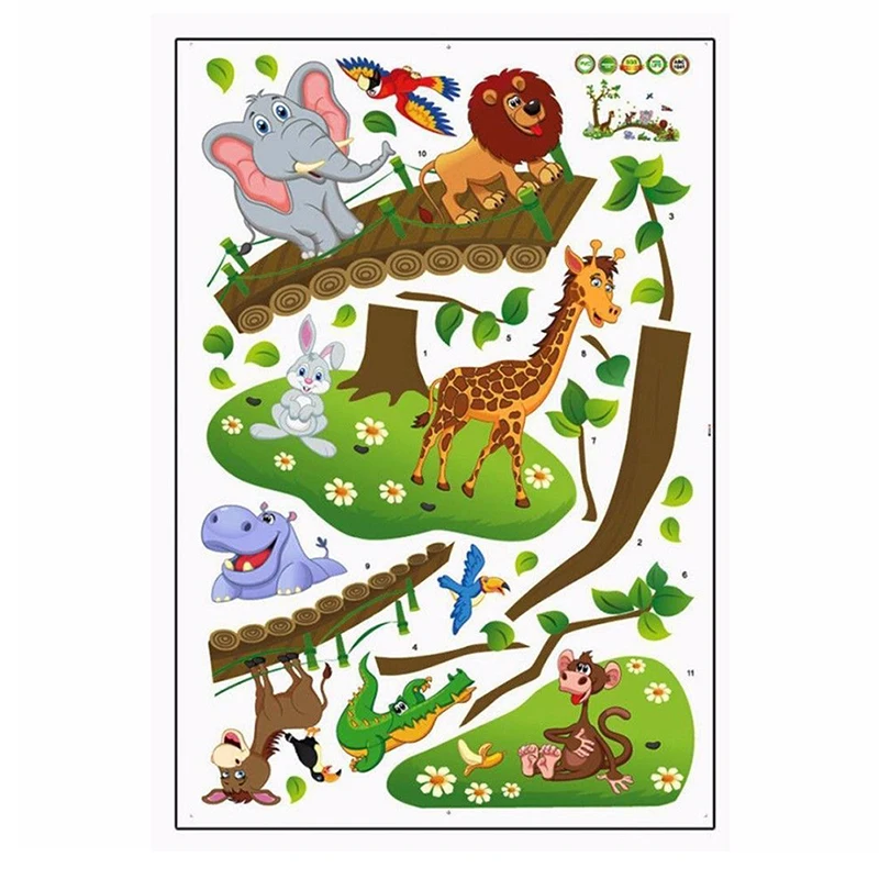 1 шт. шаржа PVC Животные съемный наклейки на стену с милой Зоопарк наклейка для