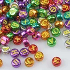 Плоские круглые бусины YKL0533X, 200 шт., разноцветные акриловые бусины буква русского алфавита для изготовления ювелирных изделий, 7x4 мм
