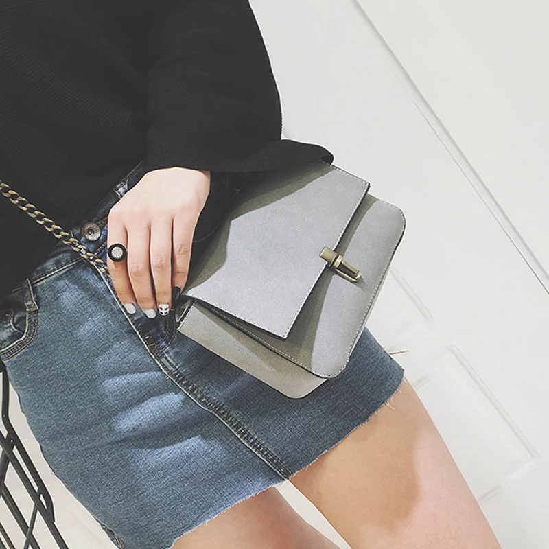 2017 Новых женщин способа сумка скраб цепи мешок Нубук небольшой сумки через плечо