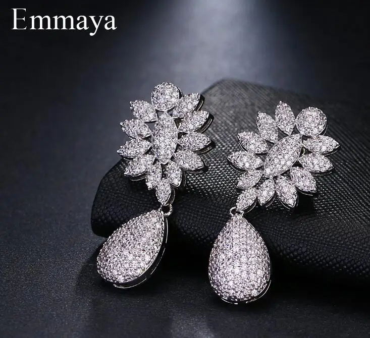 white gold Emmaya бренд элегантность Шарм AAA белый кубический циркон три цвета оригинальность ювелирные изделия серьги для женщин трендовые свадебный подарок - Окраска металла: white gold
