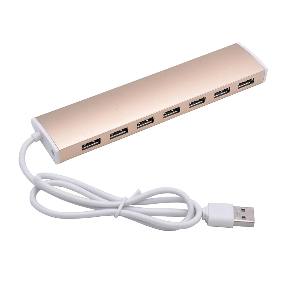 7-Порты и разъёмы USB 2,0 концентратор 60 см кабель Портативный до 480 Мбит/с цвет серебристый, золотой высокое Скорость платные сплиттер для Мульти USB устройств