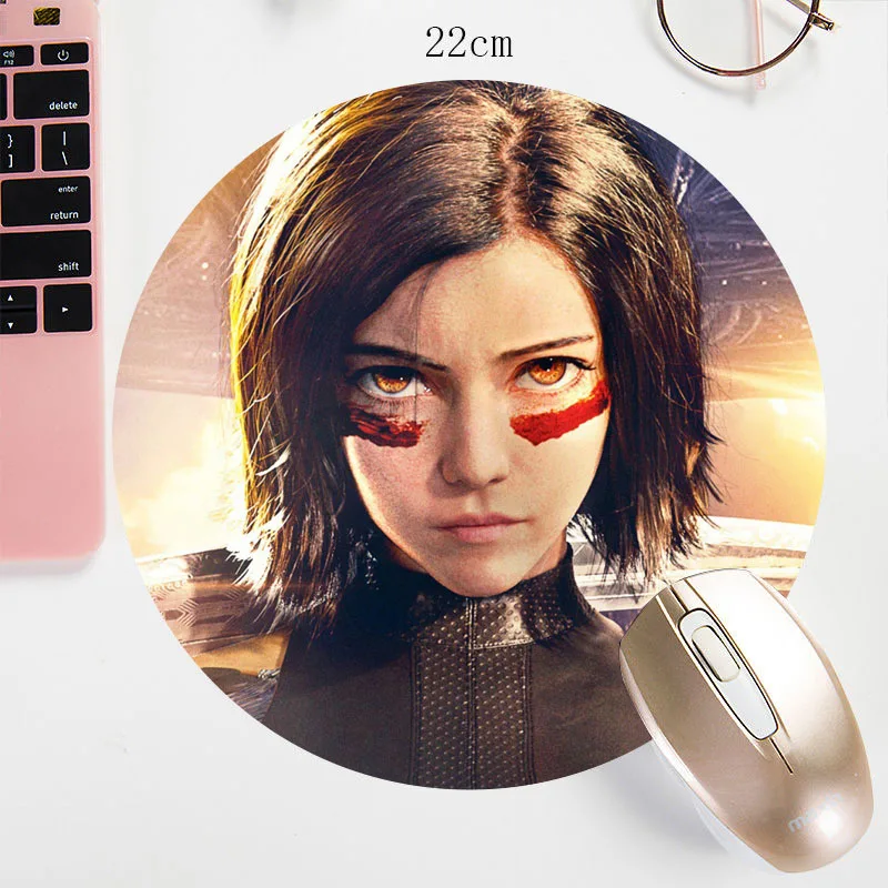 Круглый коврик для мыши 22x22см круглый Alita Battle Angel маленький размер офисный